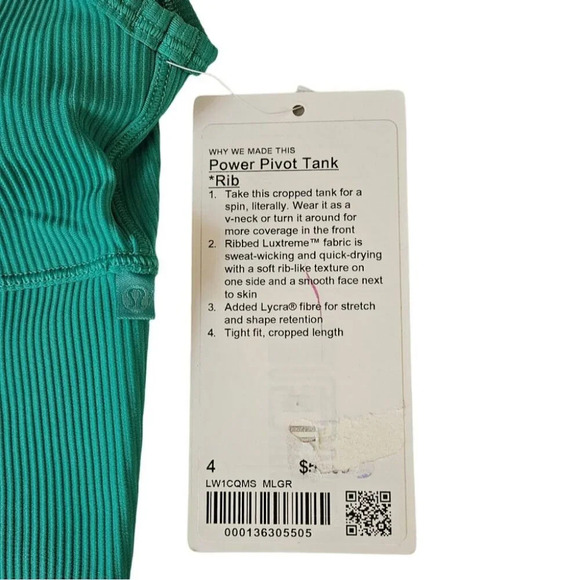 Lululemon Power Pivot Tank Top *Rib Maldives Green - Picture 8 of 9